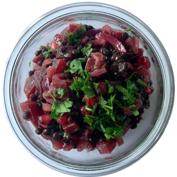 Belugalinsensalat